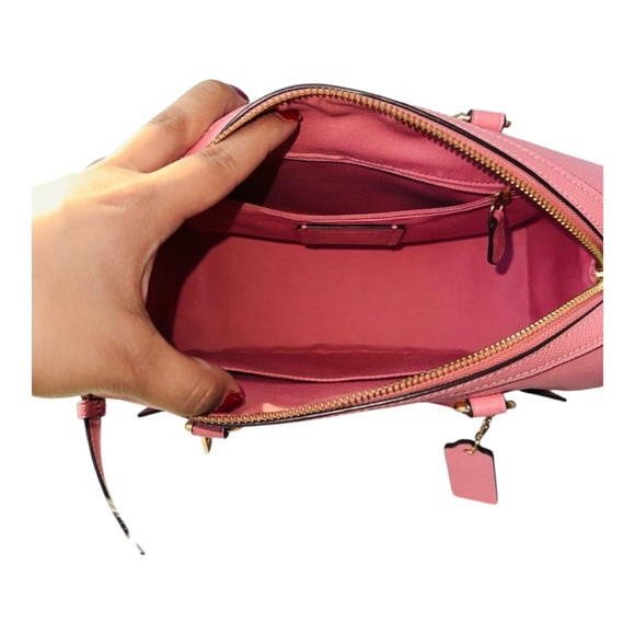 Coach Rowan Satchel Crossgrain Leather Pink Crossbody Bag Style 79946 - Picture 4 of 7